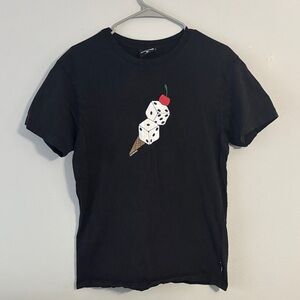 Icecream Black Tee with Dice and Cherry Design